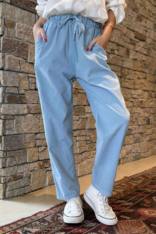 Made in Italy Baby Cord Classic Slim Jogger Light Denim /15 =